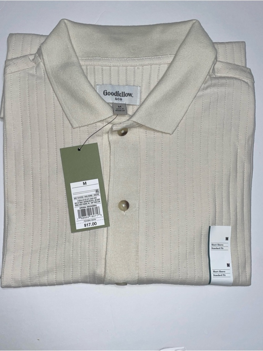 Goodfellow & Co Men's Cream Ribbed Short-Sleeve Polo 2 Pack